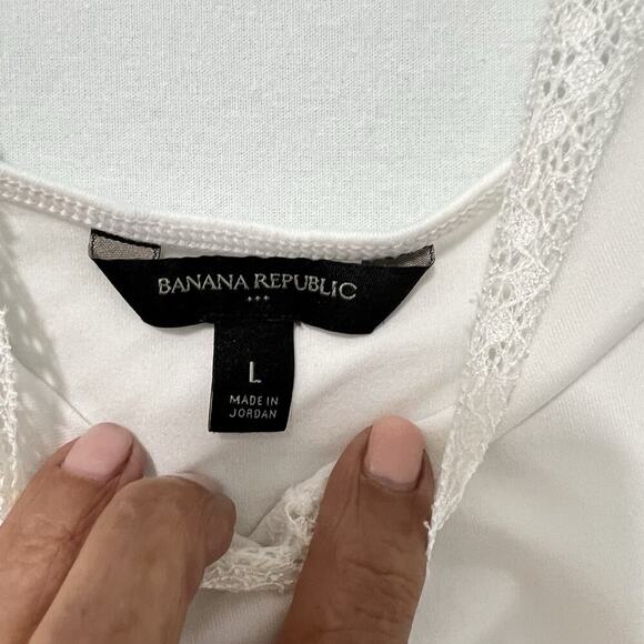 BANANA REPUBLIC Lace Trim Cami Tank Lot Of 2 Adjustable L Y2K 90’s White Beige - Picture 5 of 10